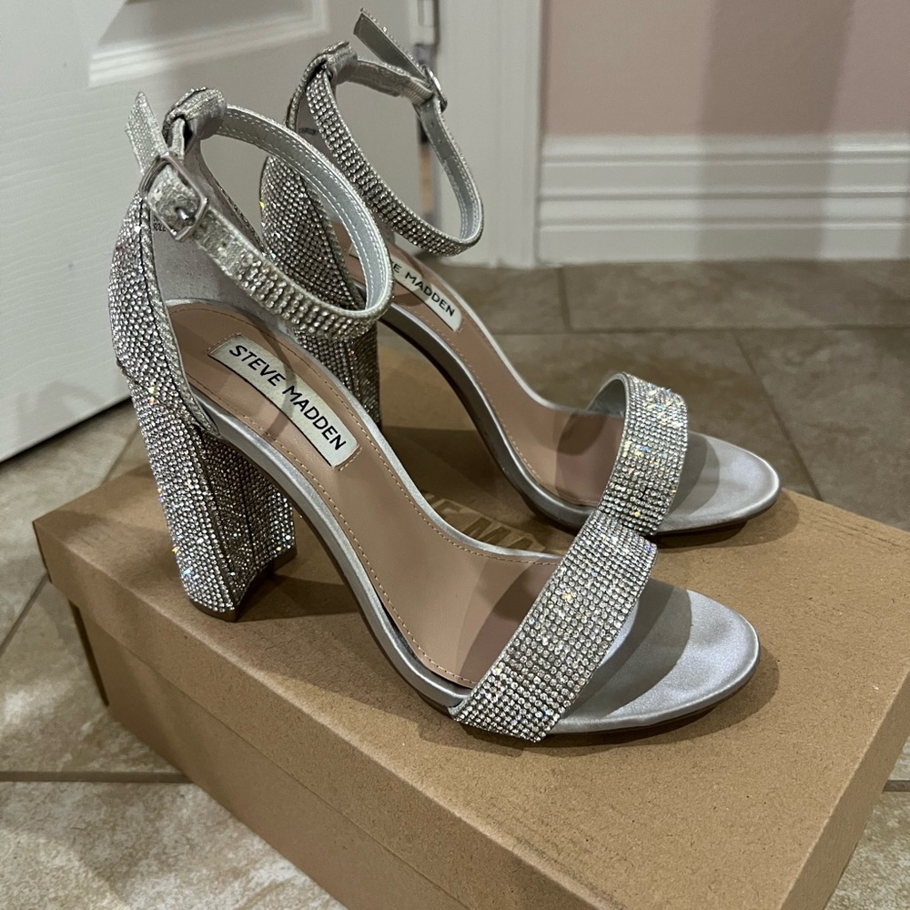 Steve Madden Silver Strappy Heels
